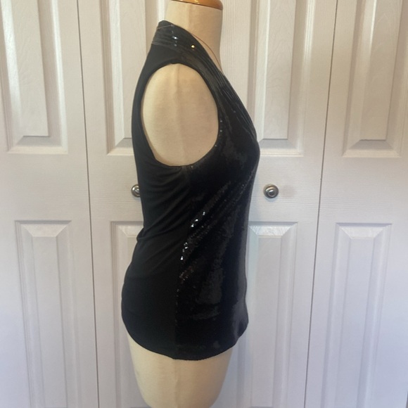Black Sequin v neck top size small - Picture 2 of 7